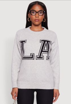 LA Graphic Knit Crewneck Sweater