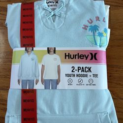 NWT Hurley girl’s hoodie & Tee 2pcs set Size M 10/12