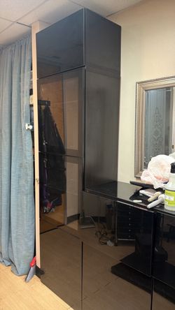 Tall Black Gloss Storage Cabinet