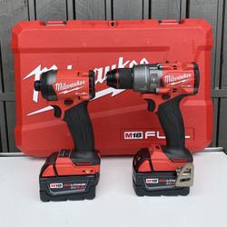 Milwaukee M18 FUEL 18V Lithium-Ion Brushless Cordless Hammer Drill and Impact Driver Combo Kit (2-Tool) with 2 Batteries
