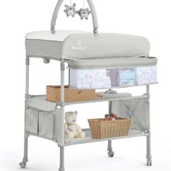 Portable Baby Changing Table, BabyBond Foldable Table Dresser Waterproof Diaper Height Adjustable Station for Infant and Newborn
