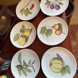 Vintage Fruit Dessert Plates