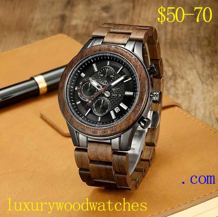 Vintage Style Men's Wooden Watch with Quartz Movement - Multifunctional Calendar Fashion Watch - Durable Business Casual Watch - Valentine's Day/Fathe