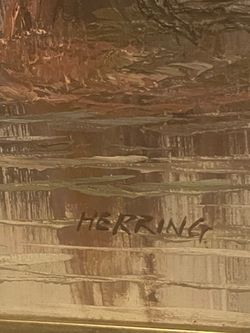 Large Signed Vintage Mountain Lake Landscape Painting – Framed