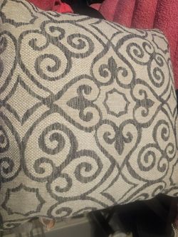 Decorative Throw Pillow Gray Scroll Pattern