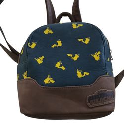 Pokemon Detective Pikachu Loungefly Mini Backpack Bag Zip Charm Multi-Color Blue
