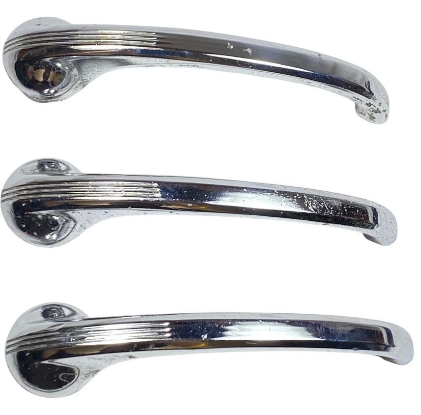 '40 - '59 Vintage Interior Door Handle Pull Chevrolet GM Chrome Lot of 3 Set 