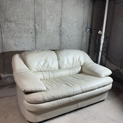 Off White Leather Sofa (free Delivery)!