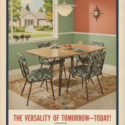 Vintage 50s 60s Mid-century modern MCM table fold down leaf formica laminate hairpin legs Just Table