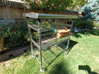 Metal Push Cart on Wheels 3 Shelves 30" x 20" x 36" tall