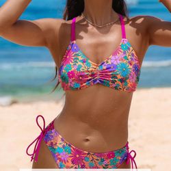 Small CUPSHE Women's 2 Piece Bikini Set Back Braided Straps with Reversible Bottom