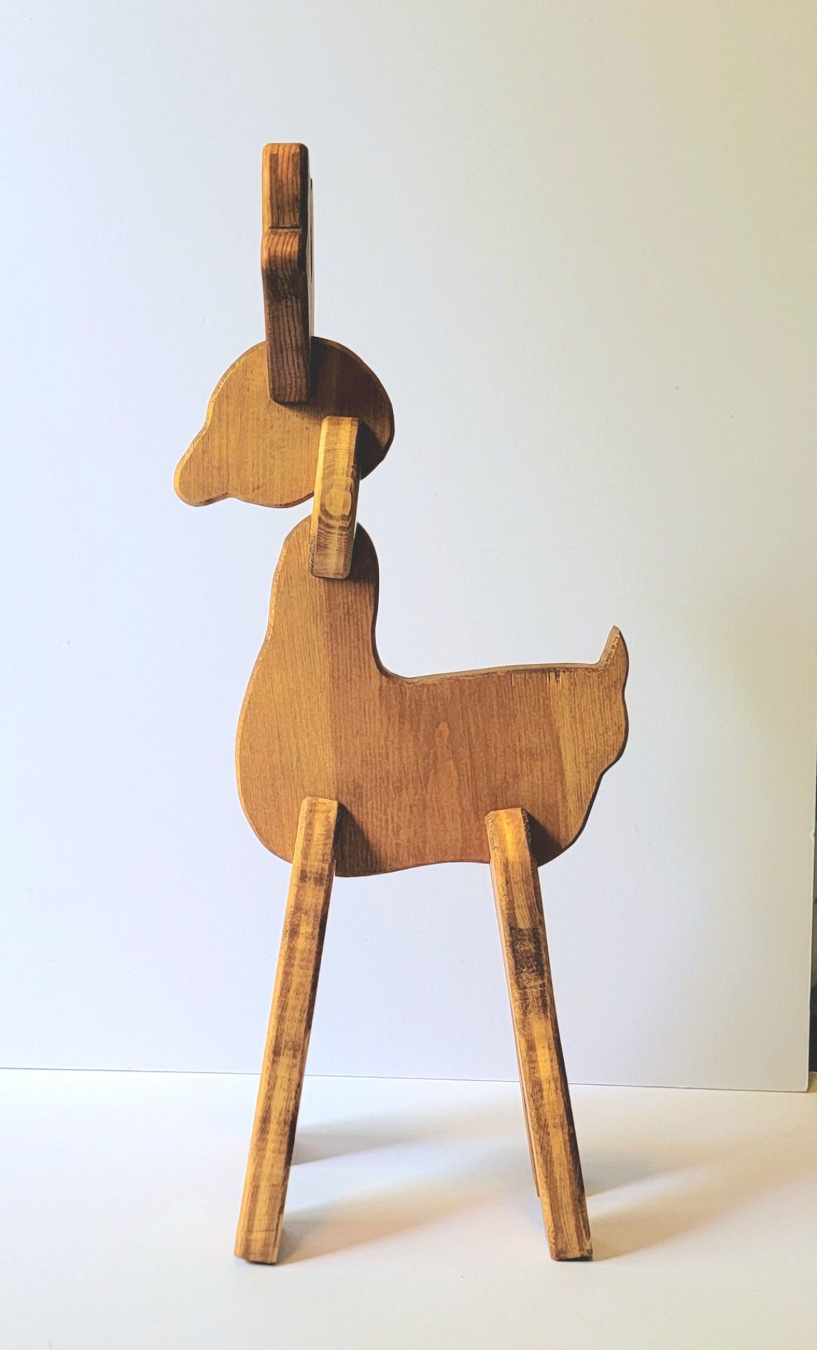 Vintage Handcrafted Wooden Reindeer - Rustic Christmas Decor
