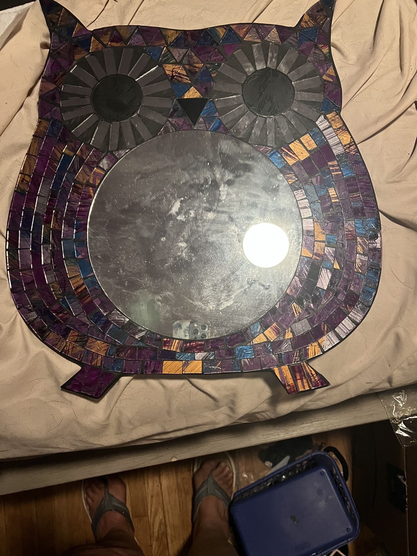 Glass Mosaic Owl Mirror