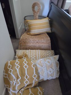 Ikea chair , 3 pillows and throw