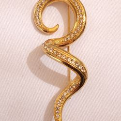 Designer GOLD PLATED CZ UNUSUAL PIN
