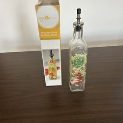 Vtg Tuscany, Glass Olive Oil Cruet It With Pourer Funnel NIB