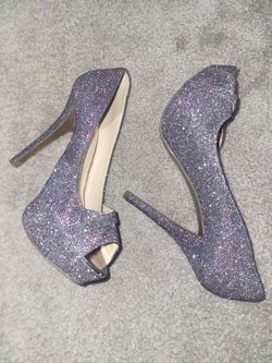 GUESS Sparkly Peep Toe Heels