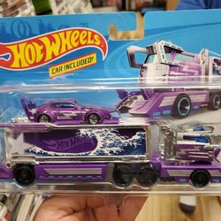 Purple Galactic Express Semi Truck and Car Hot Wheels NEW 