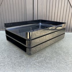 plastic paper trays.. solid/sturdy.. measures 13x10 in.. $2 each.. 4 total