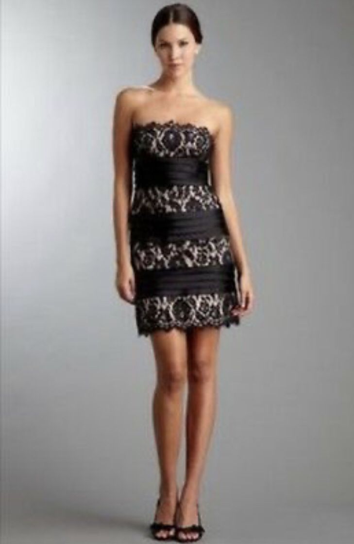 BCBG MAXAZRIA Strapless Satin & Lace Dress - Size 4