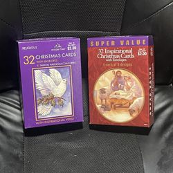 Two Boxes Of Vintage Religious Christmas Cards 