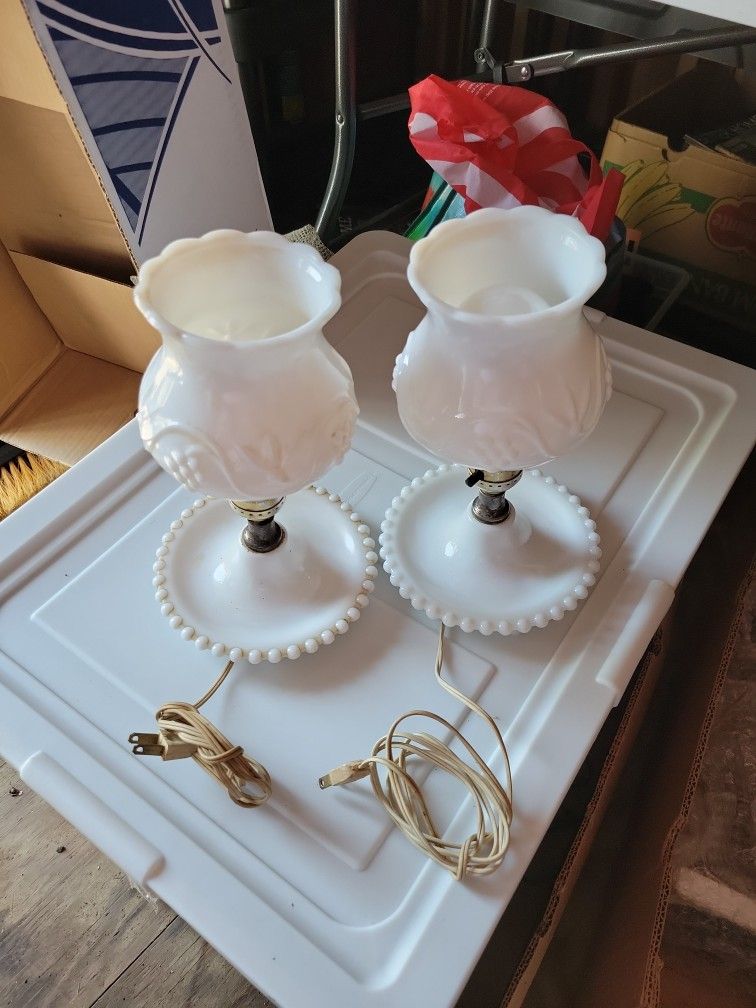 Milk glass lamps
