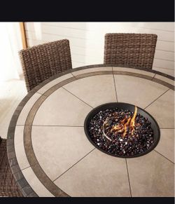 Outdoor dining set with fireplace