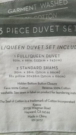 Full queen 3 piece duvet set