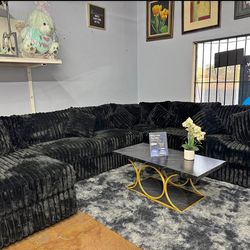 BRAND NEW BLACK CORDUROY SECTIONAL SAME DAY DELIVERY