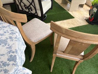 Wooden Dining Chairs with Upholstered Seat – Set of 2