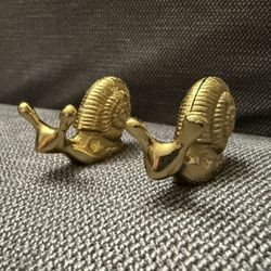 Vintage Brass Snail Figurines Pair Small Gold Snail Mini Statue Decor