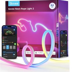 Govee RGBIC Neon Lights, LED Smart Neon Rope Light 2 Works with Matter, Alexa, Google Assistant, Custom DIY Neon Strip Lights for Bedroom and Wall Dec