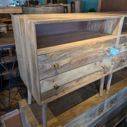 Two Drawer Mango Wood End Table