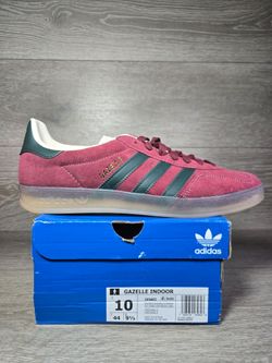 Adidas Gazelle Indoor Suede Shoes Dark Red Green White Men's Size 10 JH5403 New