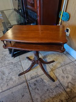 Vintage Two-Tier Pedestal Side Table-AVAILABLE