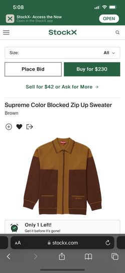 Supreme Color Blocked Zip Up Sweater