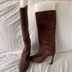 Express Brown Faux Suede Heeled boots