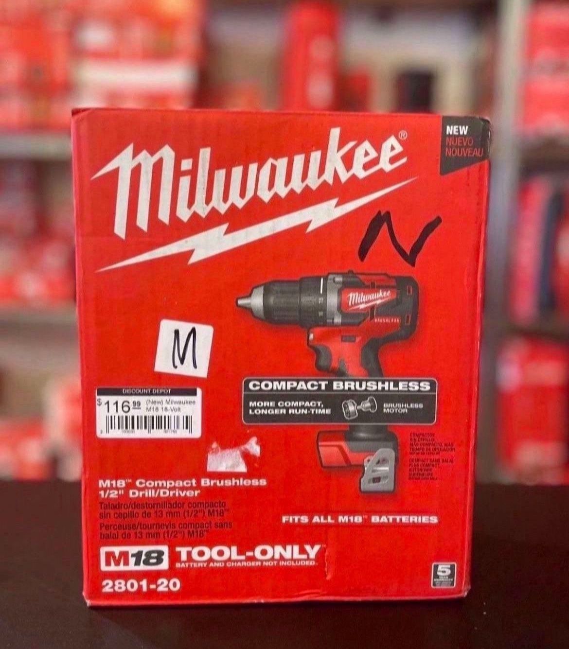 Milwaukee M18 Compact Brushless 1/2” Drill/ Driver…280120 for Sale in