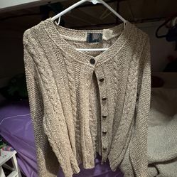 Beige Cable-knit Cardigan 