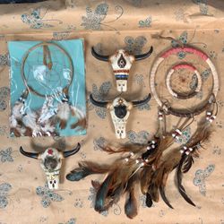 Southwestern TexMex Wall Hangings Buffalo Bull Skull Dream Catcher Bear Wolf