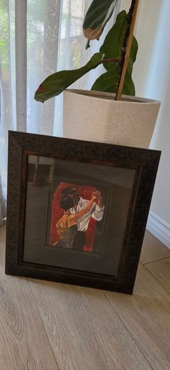 Spanish Heart Tango/Flamenco Dance by Trish Biddle With Black Wood Frame 21x18 Inches
