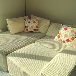 Cozy Modular Lounge Sofa – Cream Corduroy – Like New!