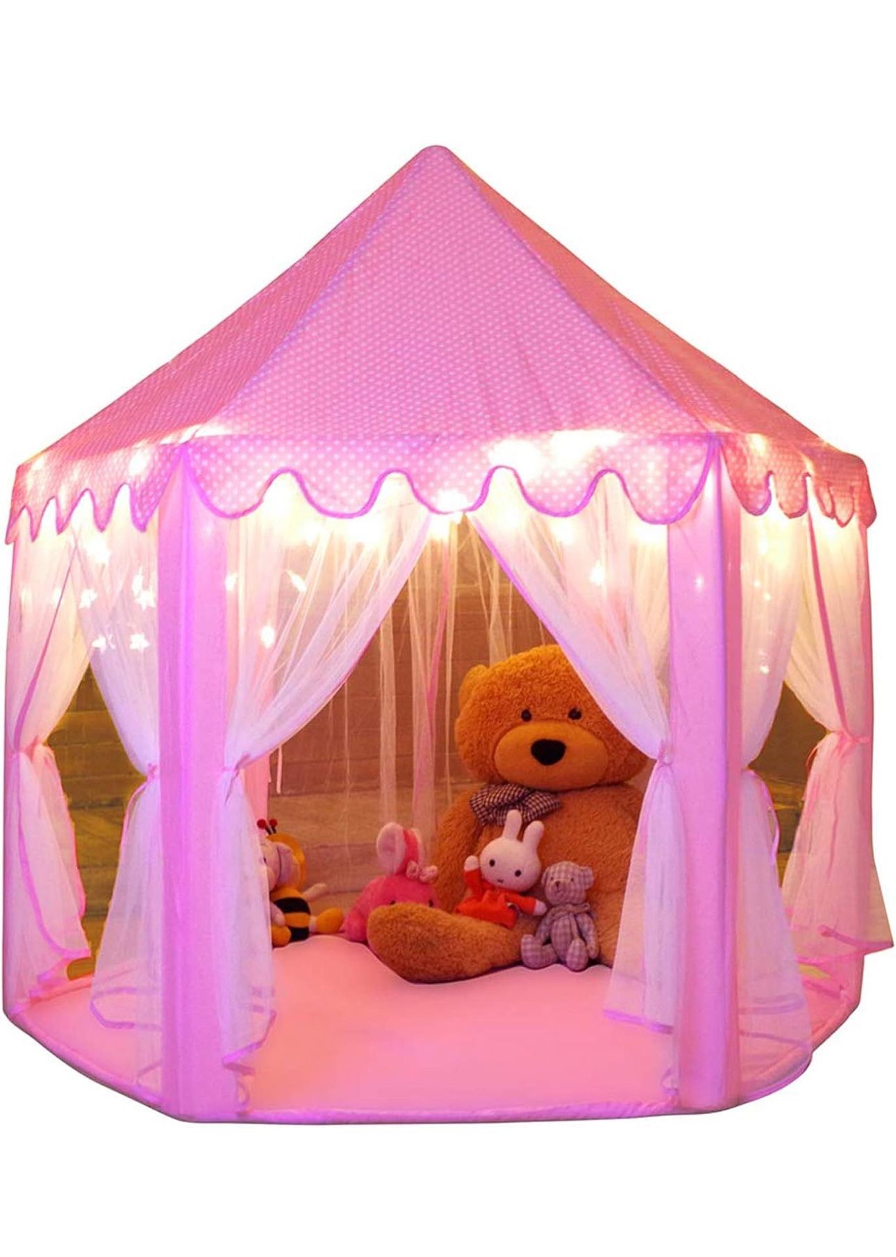 Monobeach Princess Tent Girls Large Playhouse Kids Castle Play Tent with Star Lights Toy for Children Indoor and Outdoor Games, 55'' x 53'' (DxH)