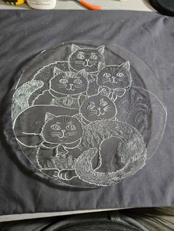 13.5 Inch Cat Glass Serving Plate