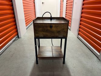 Modern Wood Nightstand with USB Ports & Power Outlets