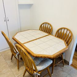 Wooden And Tile Kitchen Table 