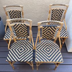 Mid Century Modern - PALECHEK Bamboo Rattan French Bistro Chairs - Retail 2k