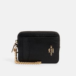 COACH ZIP CARD  WALLET CASE WITH CHAIN STRAP