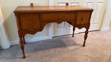 Antique Wood Sideboard with Three Drawers/ Vanity Desk