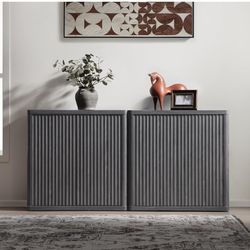 Buffet Cabinet with Storage 69.2" Sideboard Accent Modern Credenza with Doors & Shelves Fluted Tall Media Console Mid Century Coffee Bar Table for Liv